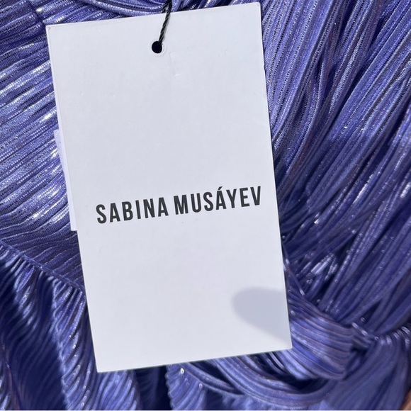 Sabina Musayev Shiraz Shimmering Purple Halter Dress Size Large - Picture 6 of 9